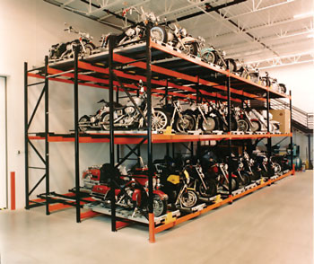 push-back warehouse rack