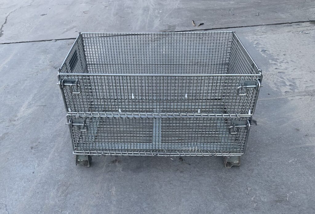 Industrial wire baskets for pallet rack storage